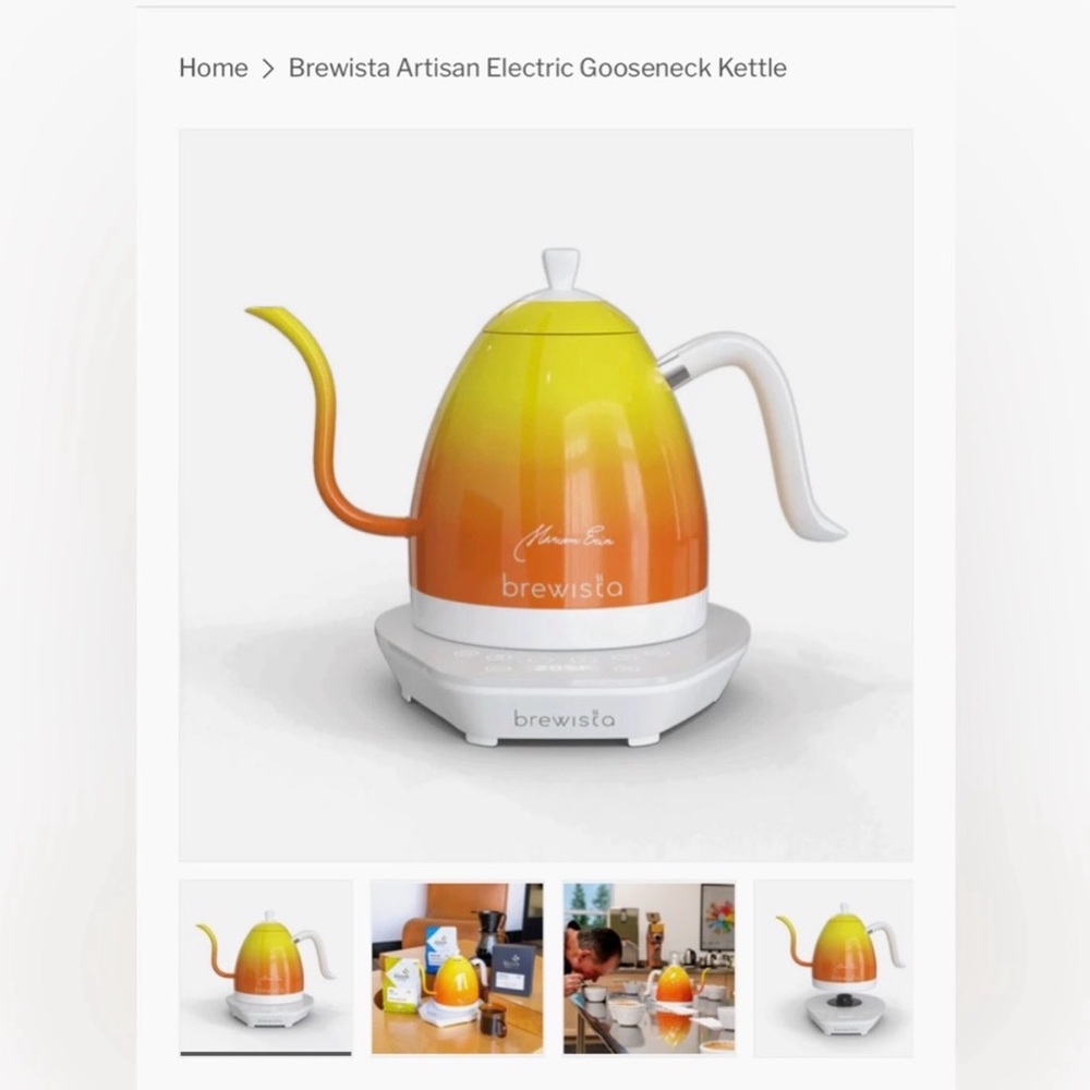 Artisan Electric Gooseneck Kettle - Orange and White
